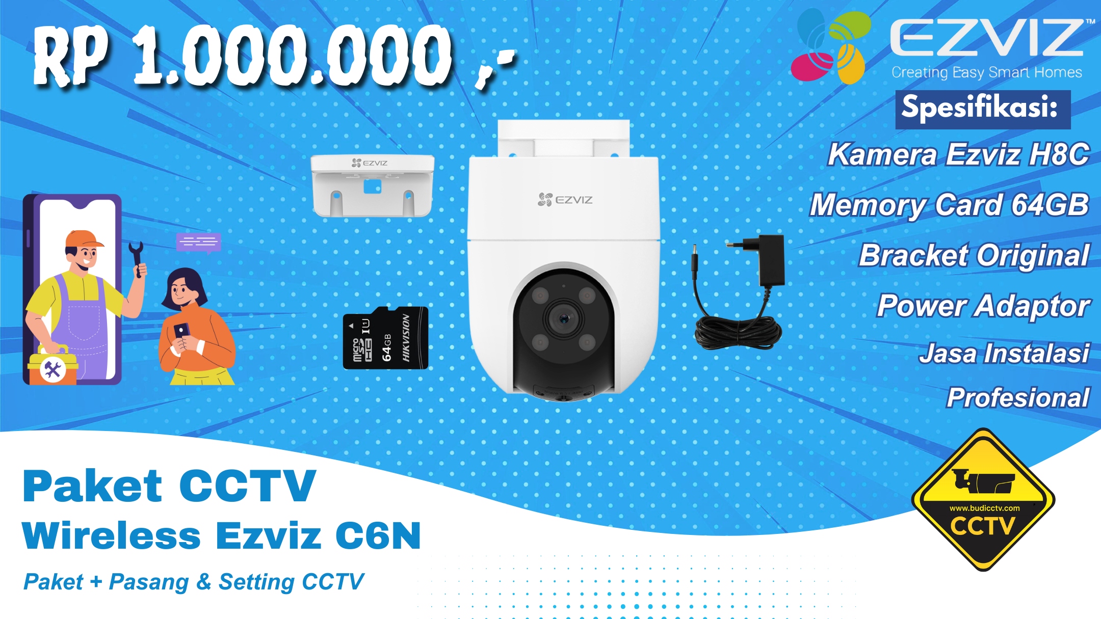 PASANG CCTV DI TEGAL - PAKET EZVIZ H6C
