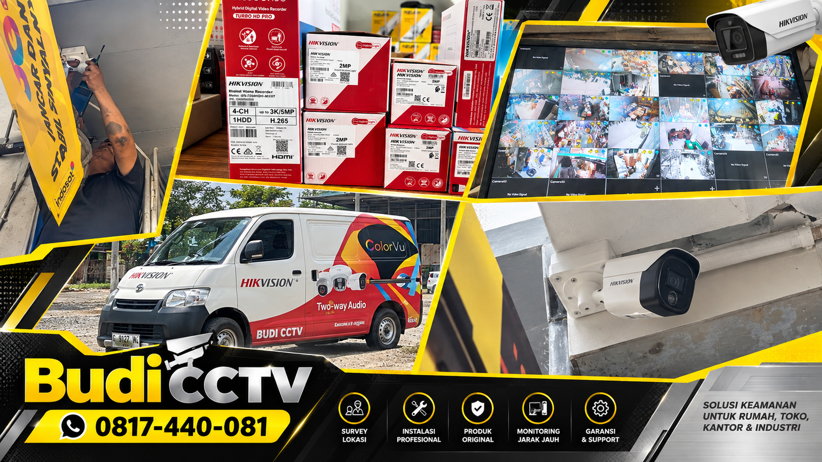 Instalasi Sistem Keamanan CCTV Hikvision di Gudang di Tegal